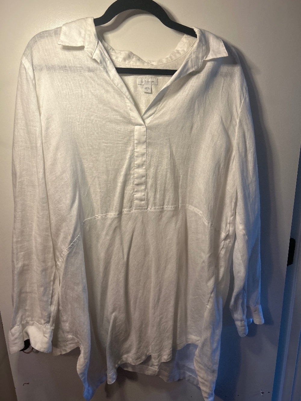 J. Jill Love Linen 100% Linen White Asymmetrical Hem Tunic